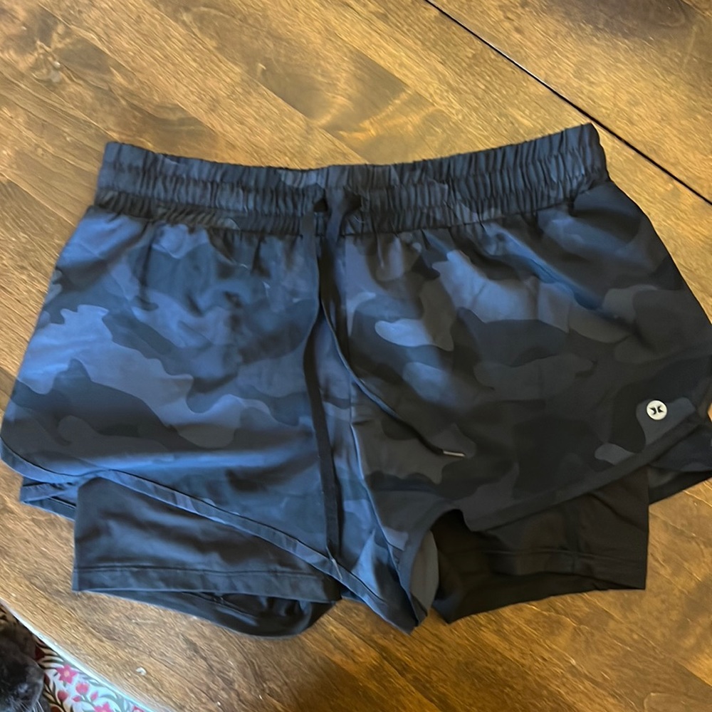 RBX Athletic Shorts. Black & Grey Camo Print